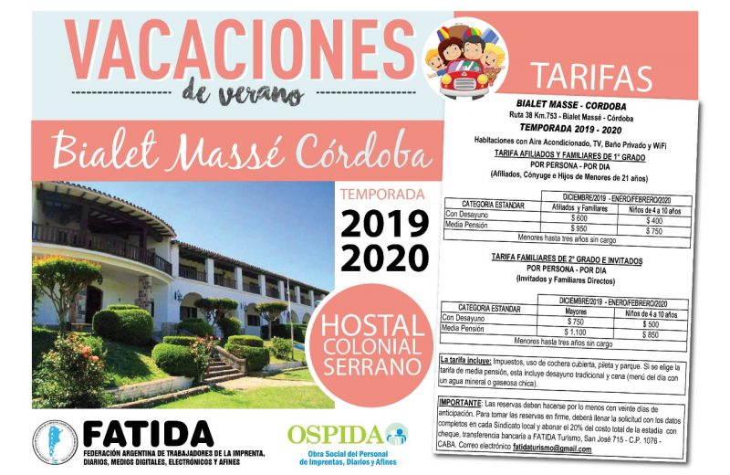 Vacaciones en Hostal Colonial Serrano – Bialet Massé – Córdoba