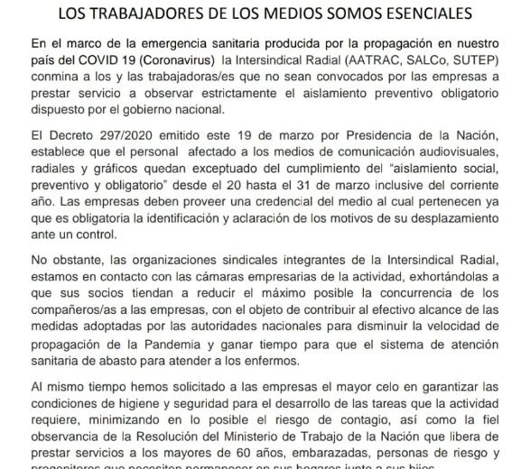 Los trabajadores de los medios somos esenciales
