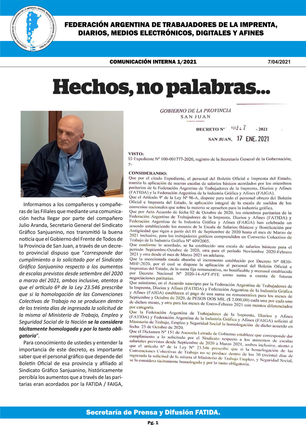 Hechos, no palabras